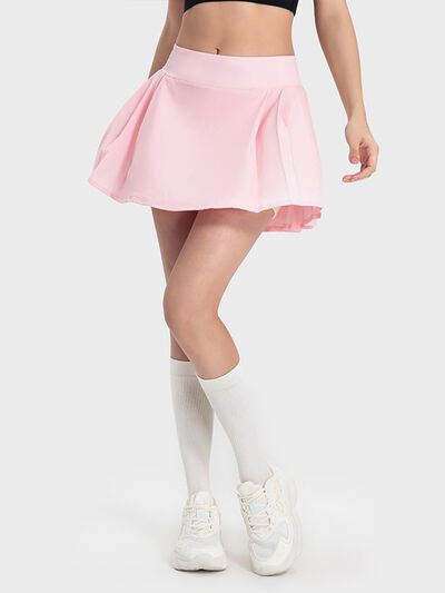 Millennia Pleated Detail Mid-Rise Waist Active Skirt Trandify deal
