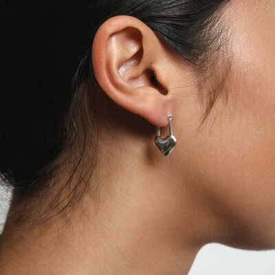 Stainless Steel Heart Lock Drop Earrings Trandify deal