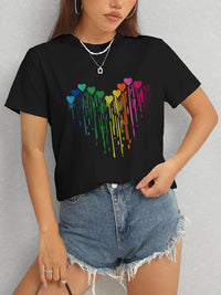 Heart Round Neck Short Sleeve T-Shirt Trandify deal