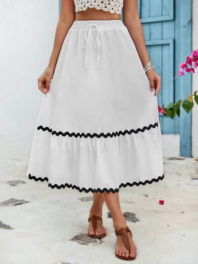 Tied Contrast Trim High Waist Skirt Trandify deal
