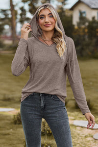 Drawstring Dropped Shoulder Hooded T-Shirt Trandify deal