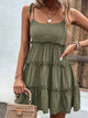 Shiny Frill Spaghetti Strap Tiered Dress Trandify deal