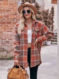 Plaid Dropped Shoulder Longline Shirt Trandify deal