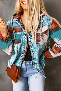 Drawstring Hooded Pocketed Denim Jacket - Trandify Deal