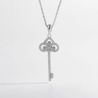 925 Sterling Silver Inlaid Zircon Key Shape Necklace Trandify deal