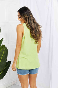 Blumin Apparel Chance of Sun Full Size Ribbed V-Neck Tank in Green Trandify deal