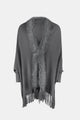 Fringe Open Front Long Sleeve Poncho Trandify deal