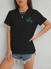 Lucky Clover Round Neck Short Sleeve T-Shirt Trandify deal