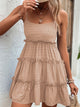 Shiny Frill Spaghetti Strap Tiered Dress Trandify deal