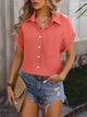 Textured Pocketed Button Up Shirt Trandify deal