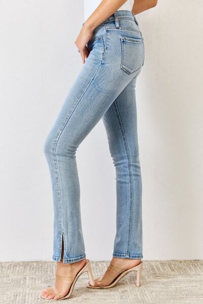 Kancan Full Size Mid Rise Y2K Slit Bootcut Jeans Trandify deal