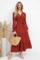 Swiss Dot Tied Surplice Flounce Sleeve Dress Trandify deal