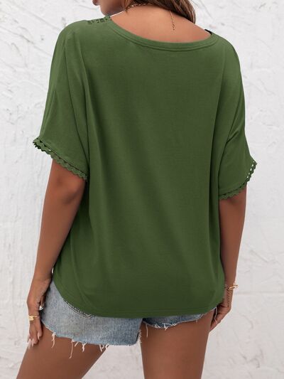 lvy Lane Lace Detail V-Neck T-Shirt Trandify deal