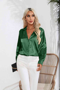 Lapel Collar Button Up Long Sleeve Shirt Trandify deal