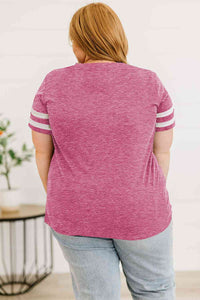 Plus Size Striped V-Neck Tee Shirt Trandify deal