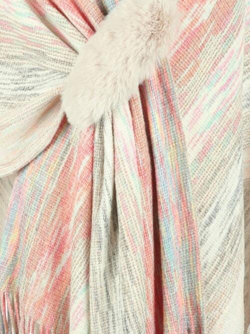 Heathered Fringe Hem Poncho Trandify deal