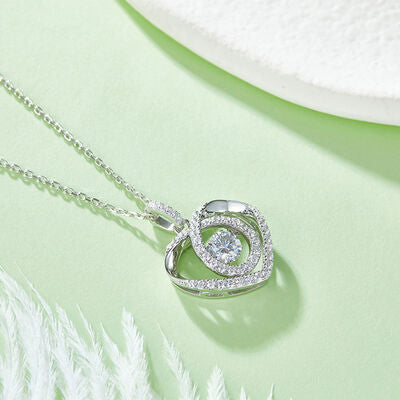Moissanite 925 Sterling Silver Heart Shape Necklace Trandify deal