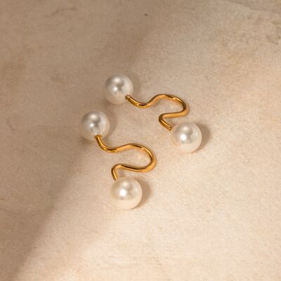 Stainless Steel Imitation Pearl Cuff Earrings Trandify deal