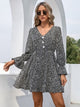 Ivy Lane Decorative Button V-Neck Flounce Sleeve Dress Trandify deal