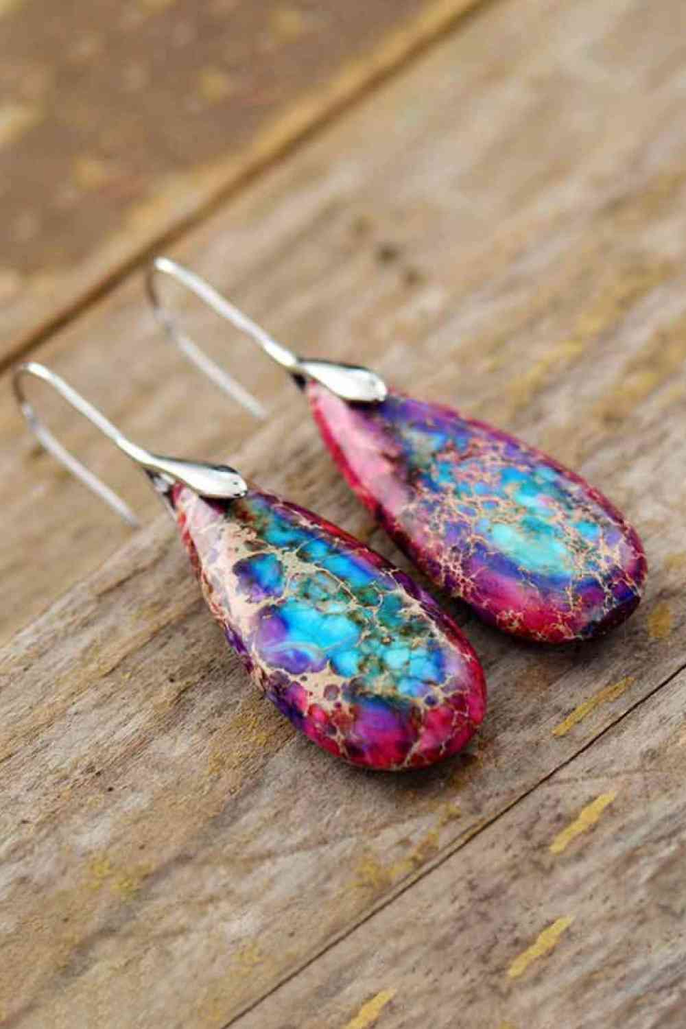 Handmade Teardrop Shape Natural Stone Dangle Earrings Trandify deal