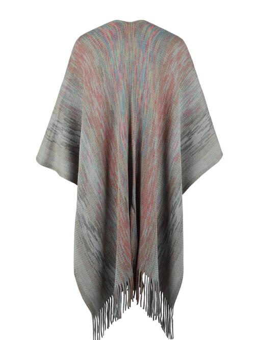 Heathered Fringe Hem Poncho Trandify deal