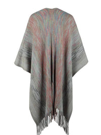 Heathered Fringe Hem Poncho Trandify deal